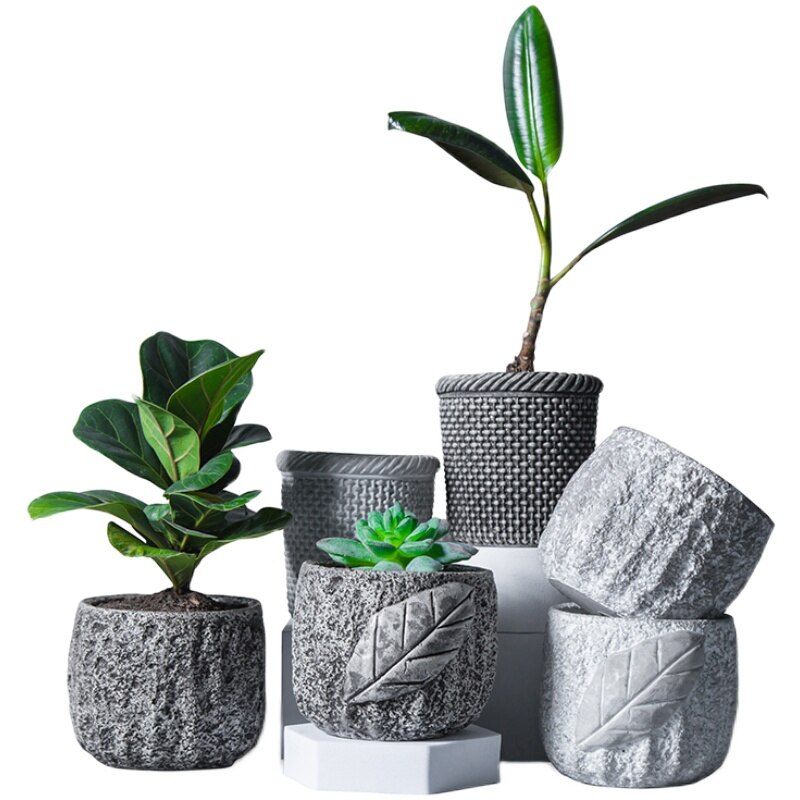 Simulation Rock Flower Pot Cement